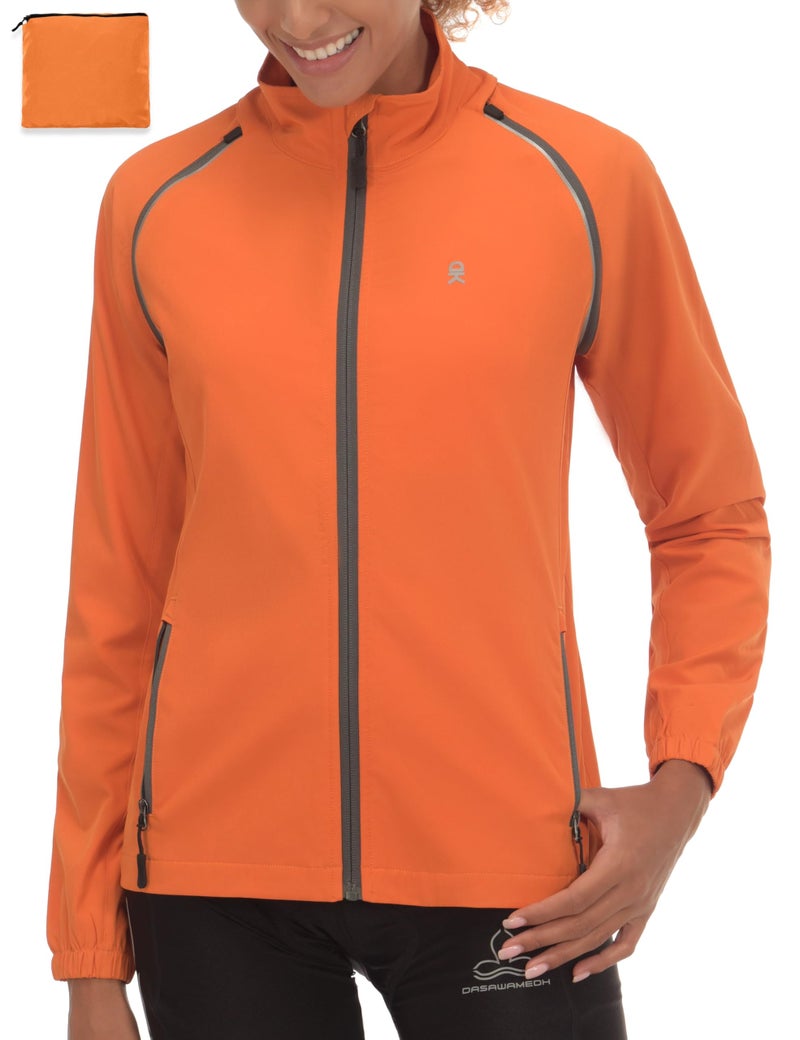 Little Donkey Andy Women's Quick-Dry Running Jacket Convertible UPF 50+ Cycling Jacket Windbreaker with Removable Sleeves Orange Size S - Image 2
